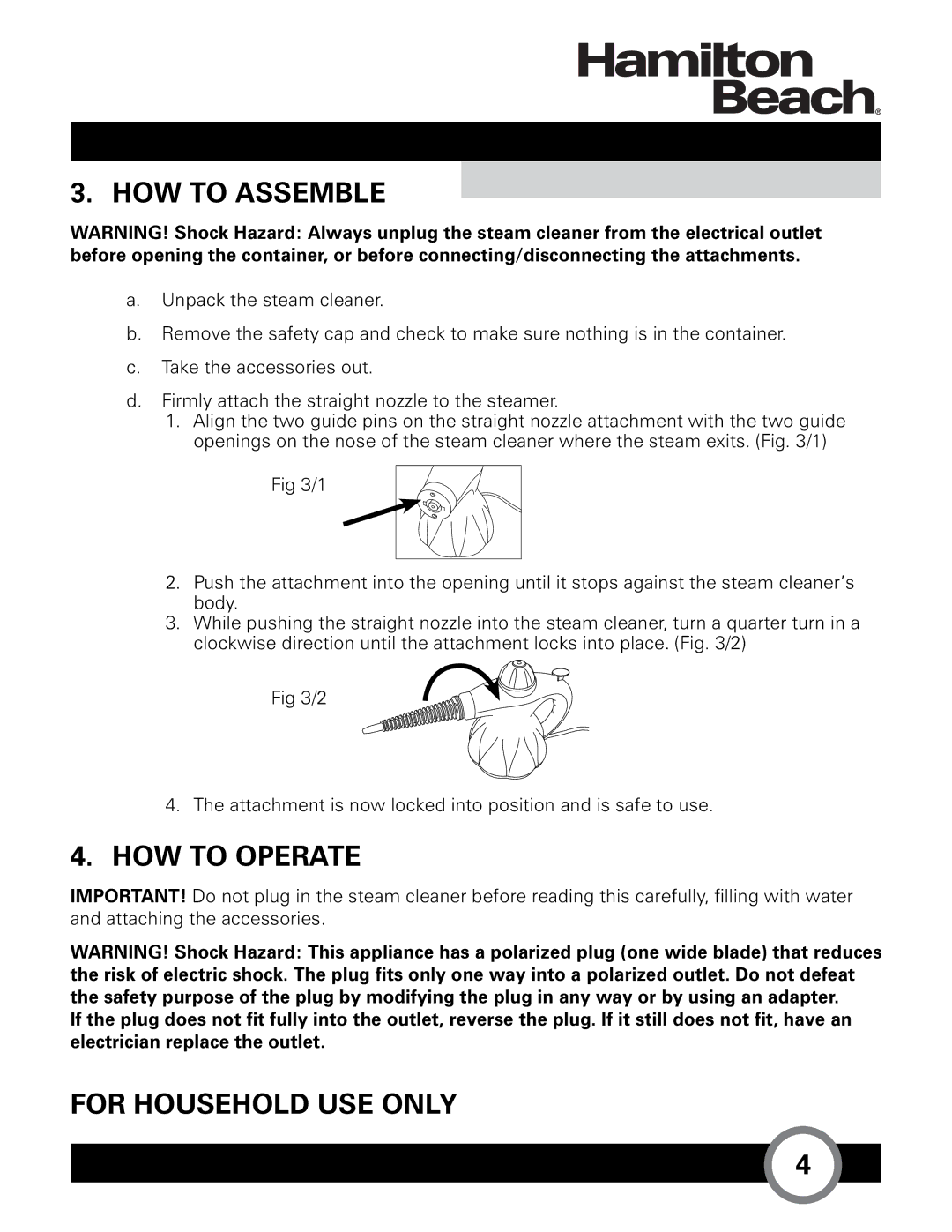 Hamilton Beach HB-165 owner manual HOW to Assemble, HOW to Operate, For Household USE only 