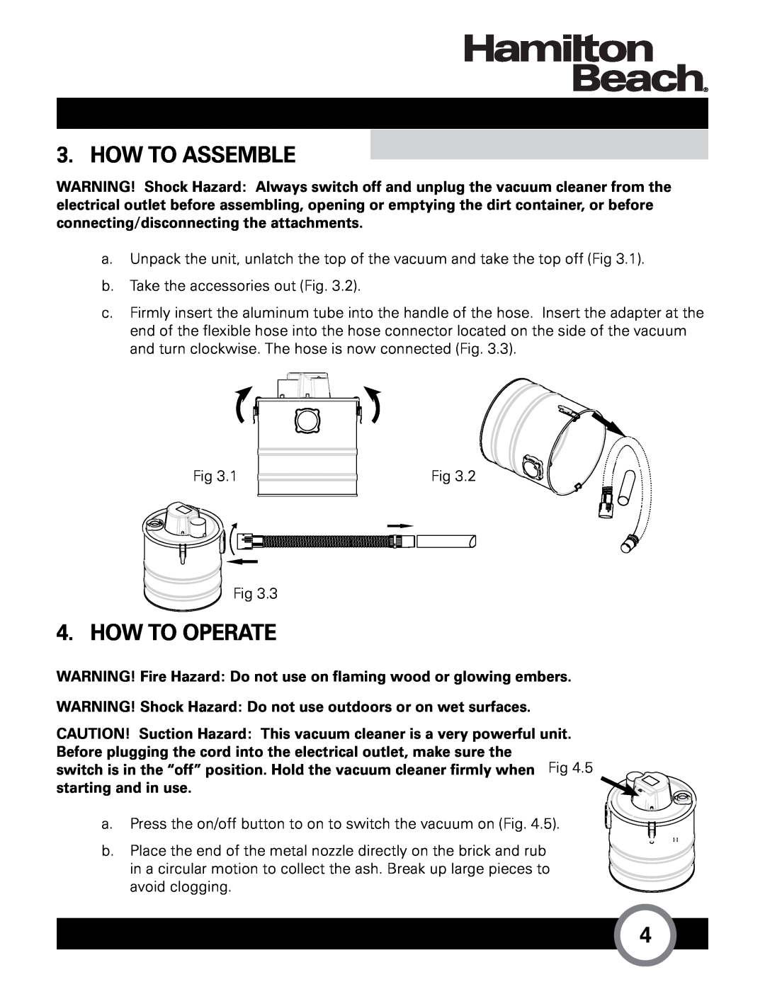 Hamilton Beach HB-405 owner manual How To Assemble, How To Operate 