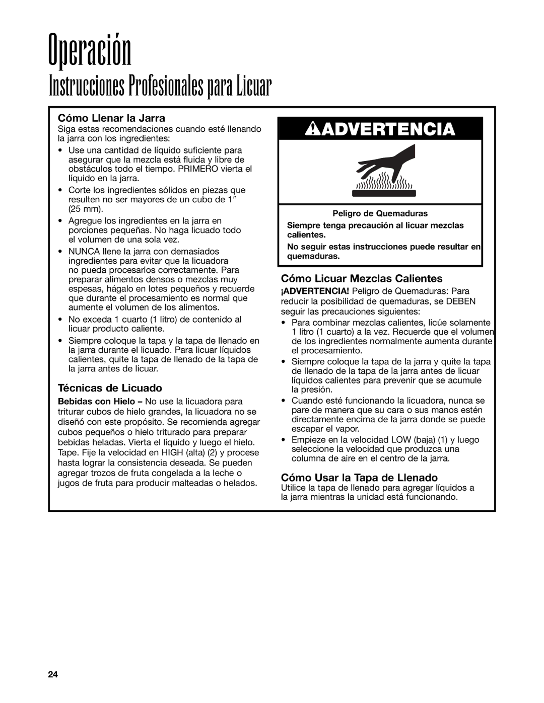 Hamilton Beach HBB908 Instrucciones Profesionales para Licuar, Cómo Llenar la Jarra, Técnicas de Licuado 