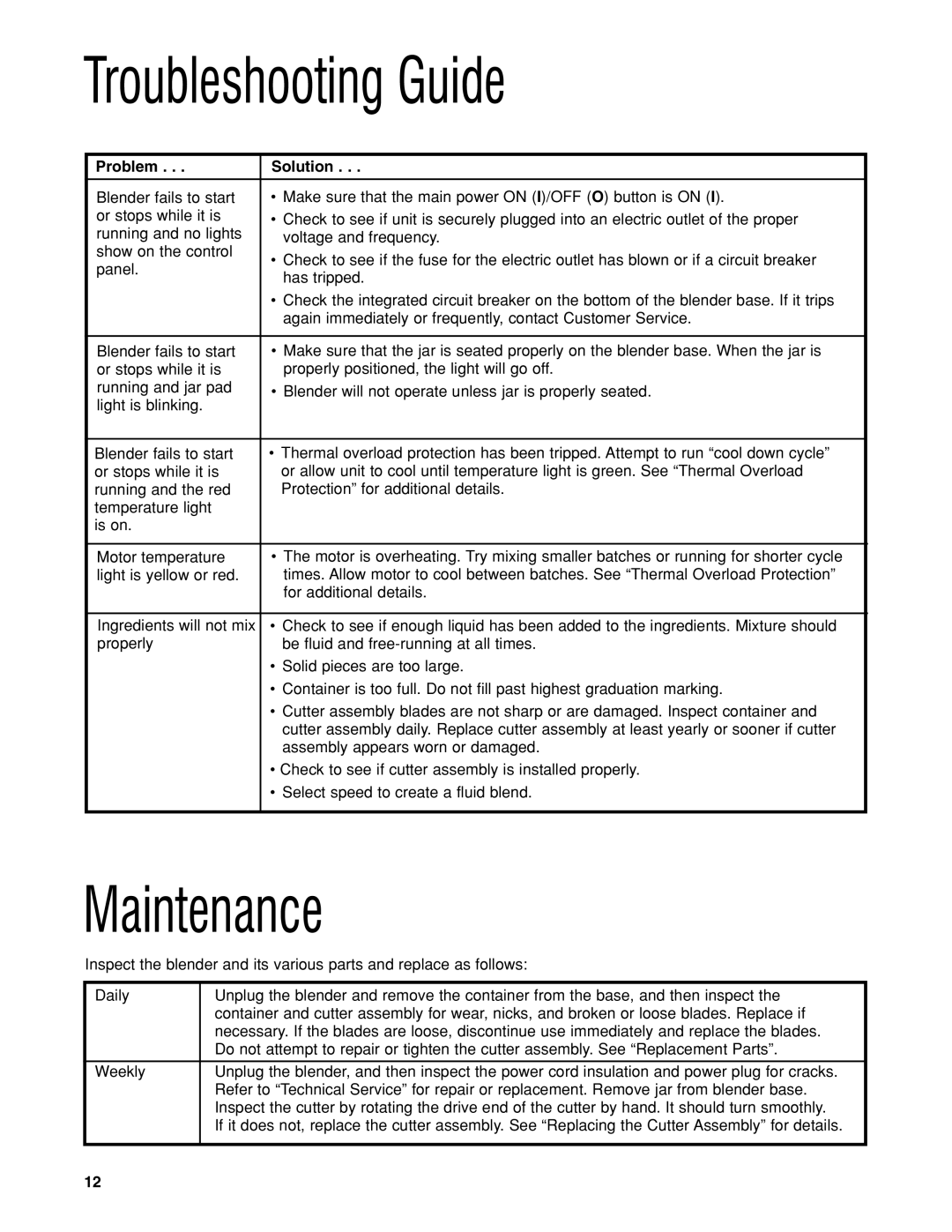 Hamilton Beach HBH650 manuel dutilisation Troubleshooting Guide, Maintenance 