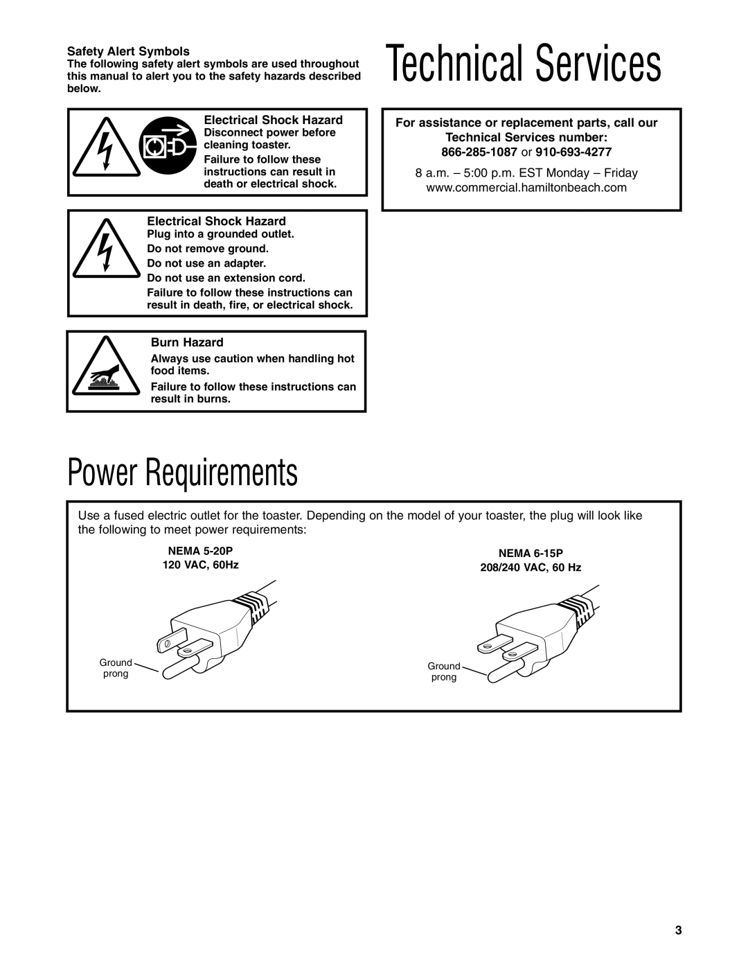 Hamilton Beach HTS455, HTS450 operation manual Safety Alert Symbols, Electrical Shock Hazard, Burn Hazard 