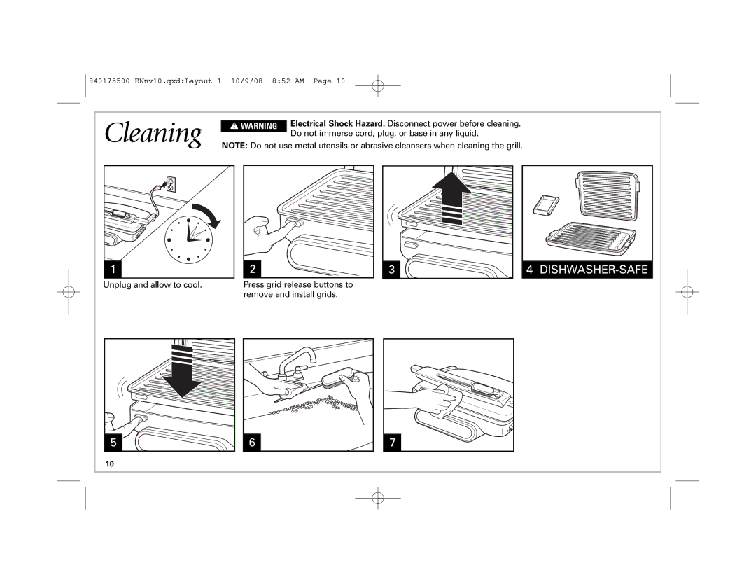 Hamilton Beach Indoor Grill manual Cleaning 