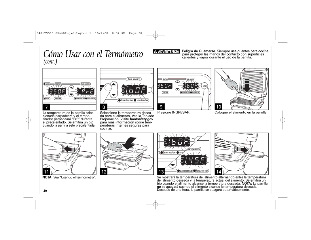 Hamilton Beach Indoor Grill manual Cont 