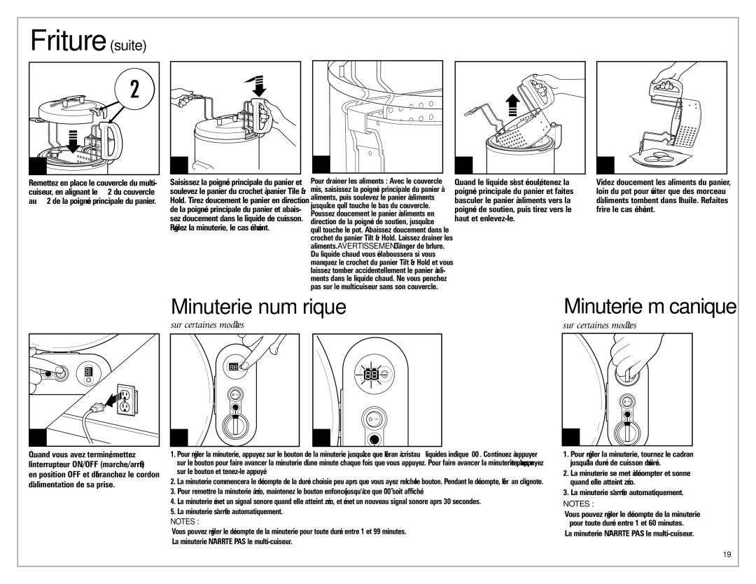 Hamilton Beach Meal Maker quick start Friture suite, Réglez la minuterie, le cas échéant 