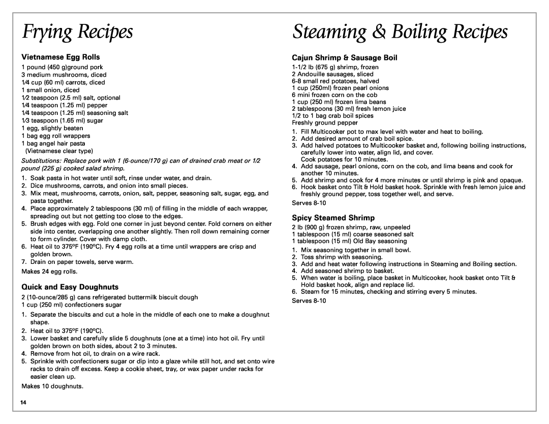 Hamilton Beach Meal Maker Steaming & Boiling Recipes, Vietnamese Egg Rolls, Quick and Easy Doughnuts, Spicy Steamed Shrimp 
