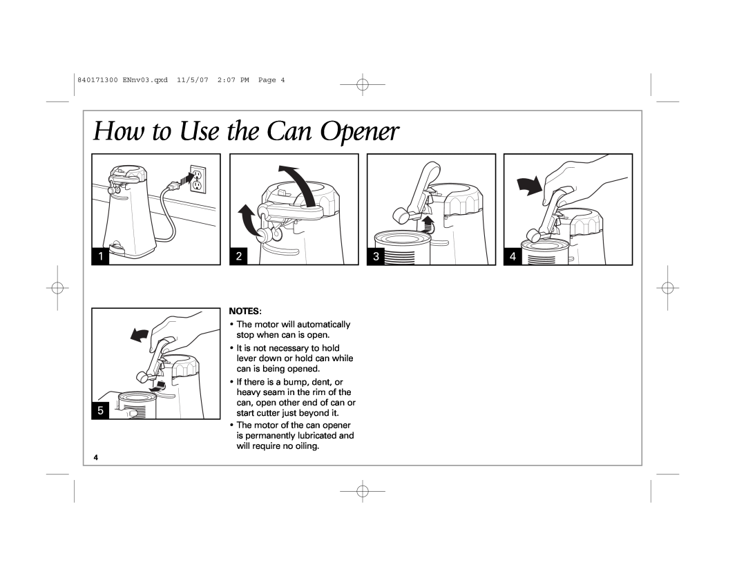 Hamilton Beach Opening Station manual How to Use the Can Opener 