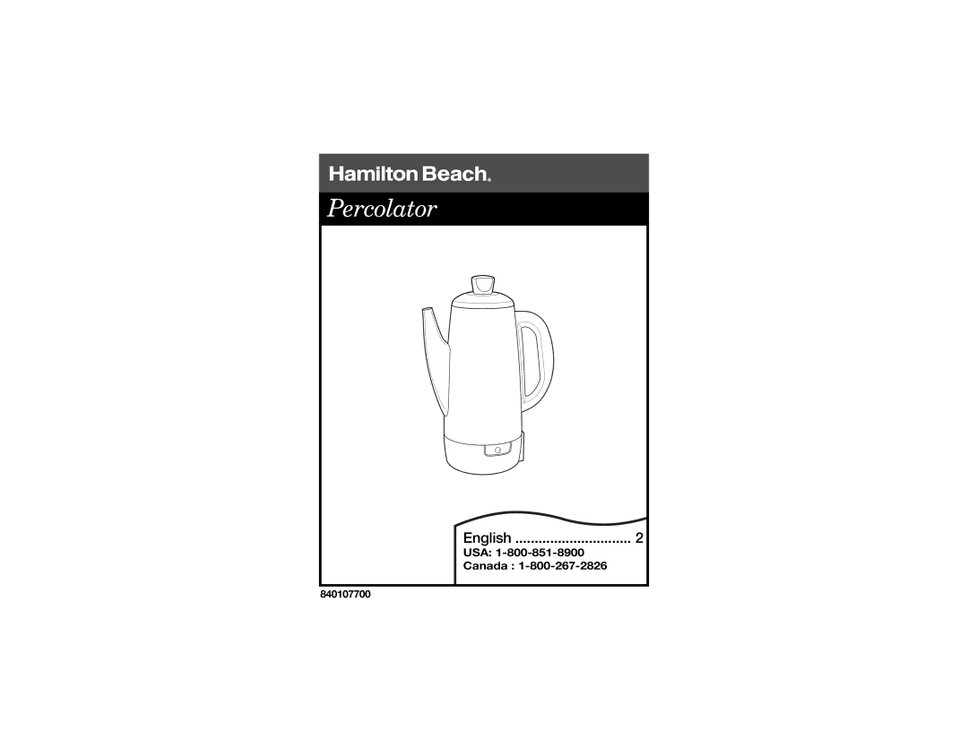 Hamilton Beach Percolator manual 