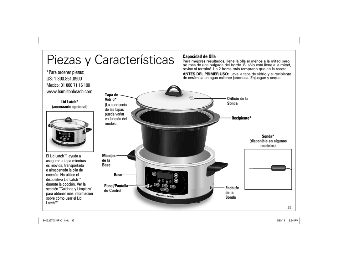 Hamilton Beach 33958, Programmable Slow Cooker manual Revise si terminó 1 a 2 horas más temprano que en la receta 