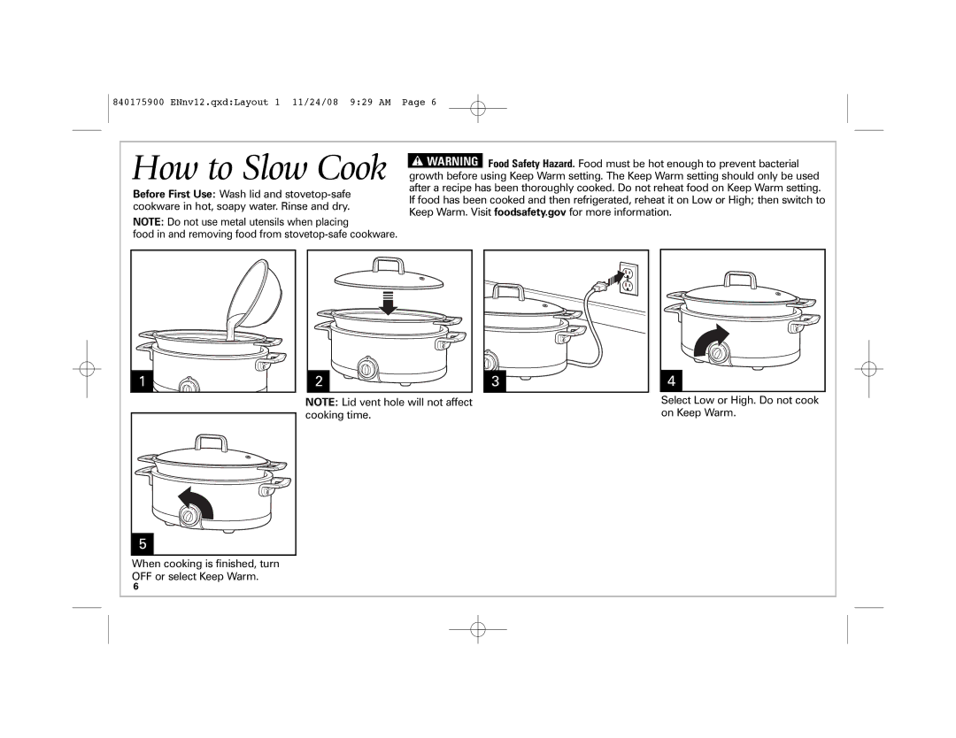 Hamilton Beach SC33, 33351C manual How to Slow Cook 