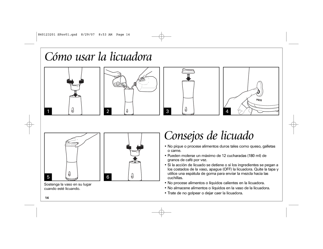 Hamilton Beach Single-Serve Blender manual Cómo usar la licuadora, Consejos de licuado 