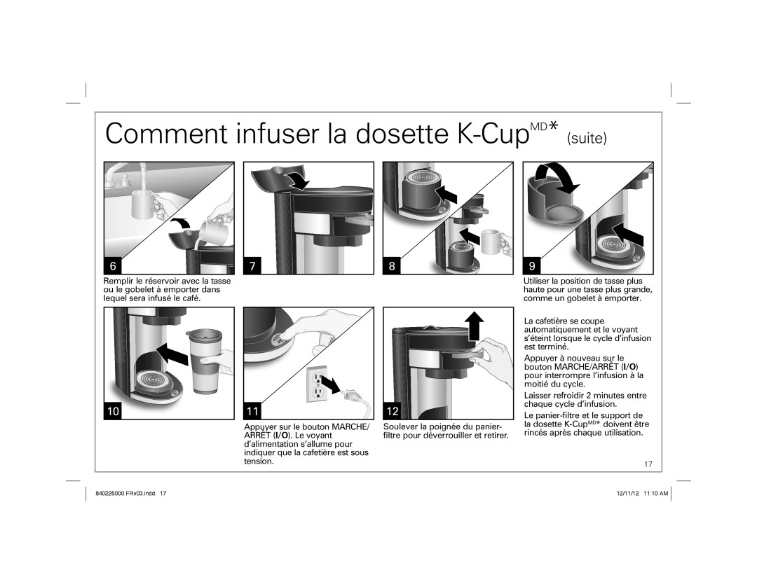 Hamilton Beach 49995, Single-Serve Coffeemaker manual Comment infuser la dosette K-CupMD* suite 