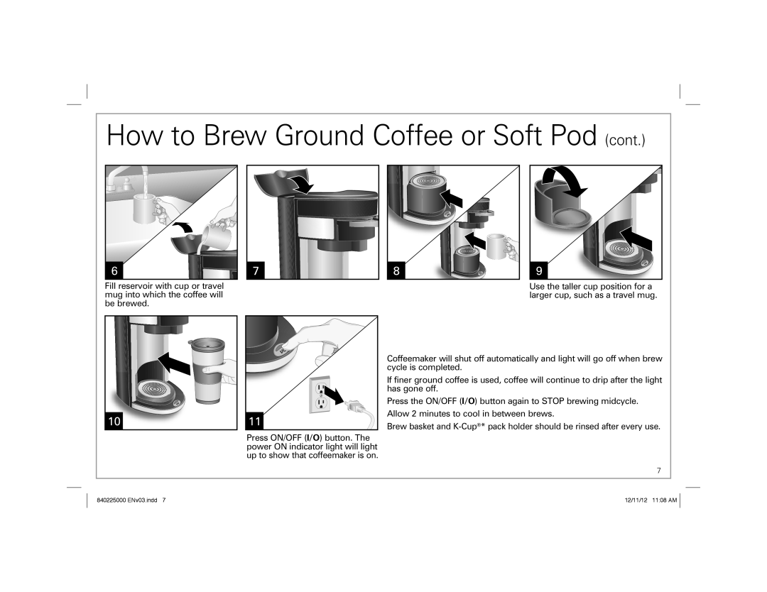 Hamilton Beach 49995, Single-Serve Coffeemaker manual How to Brew Ground Coffee or Soft Pod cont 