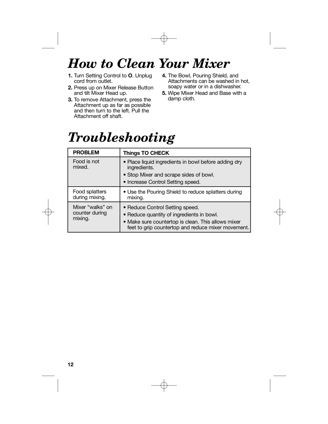 Hamilton Beach 63221, Stand Mixer, 63232, 63227, 63220 How to Clean Your Mixer, Troubleshooting, Problem, Things to Check 