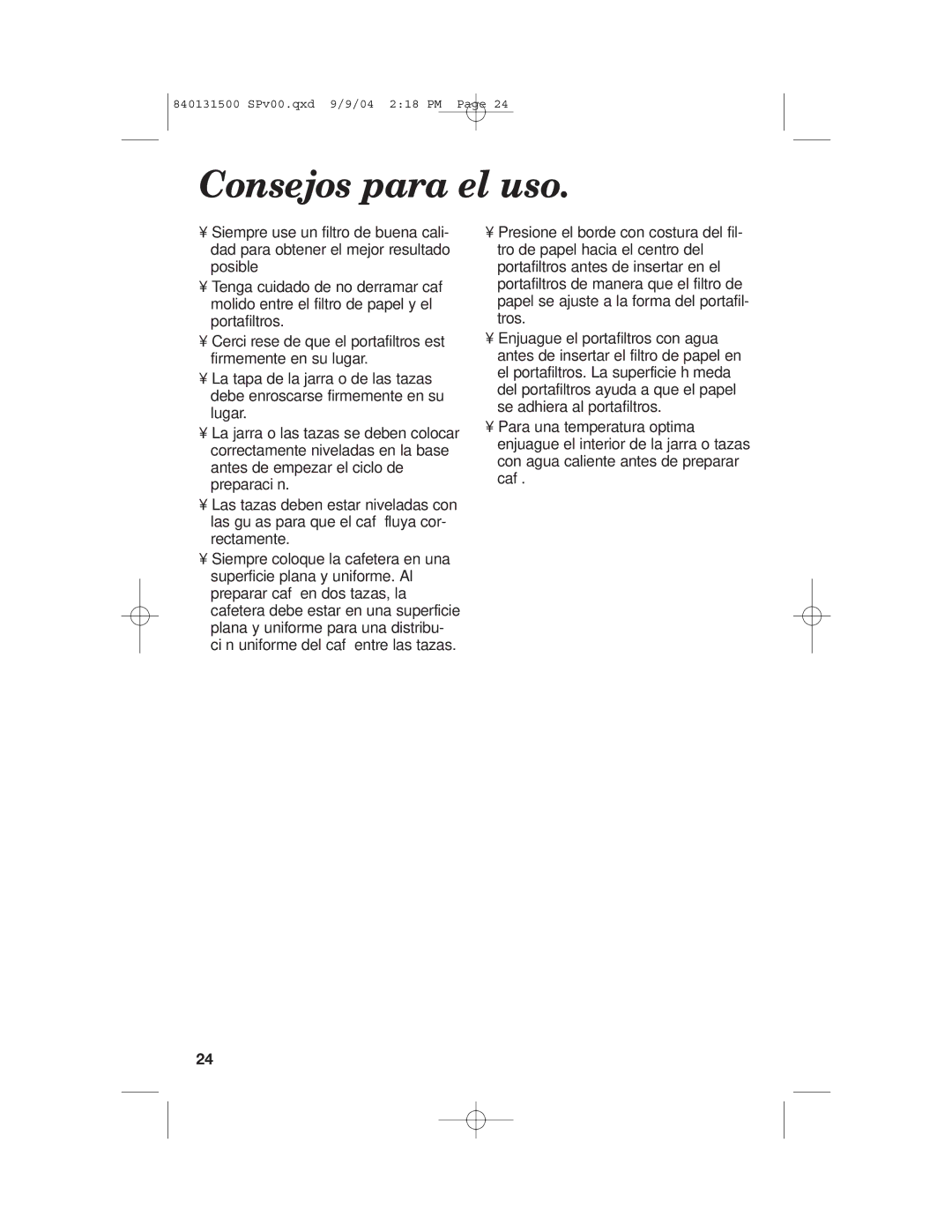 Hamilton Beach Stay or Go Coffeemaker manual Consejos para el uso 