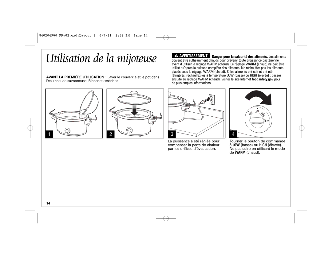 Hamilton Beach 33249, Stay or GoTM Slow Cooker, 33354, 33269, 33264, 33263, 33245, 33246 manual Utilisation de la mijoteuse 