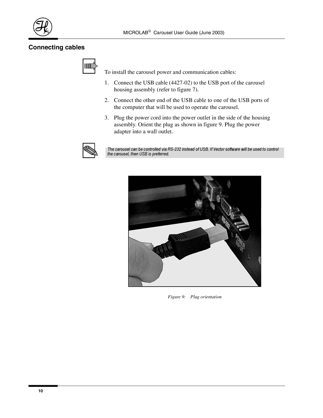 Hamilton Electronics 8534-01 manual Connecting cables, Plug orientation 