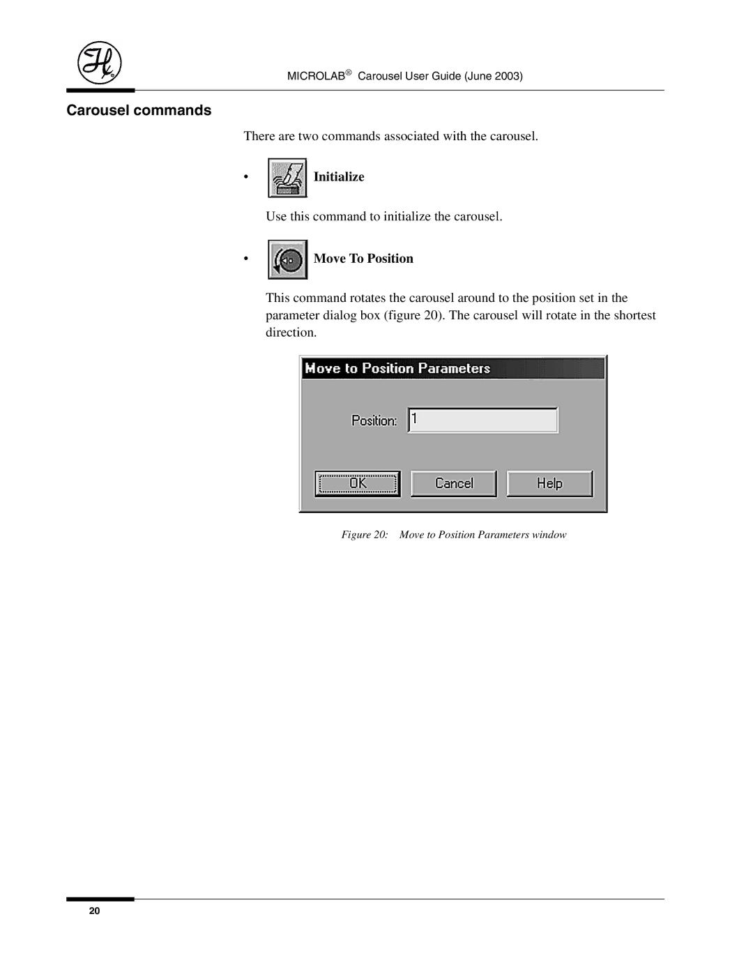 Hamilton Electronics 8534-01 manual Carousel commands, Move To Position 