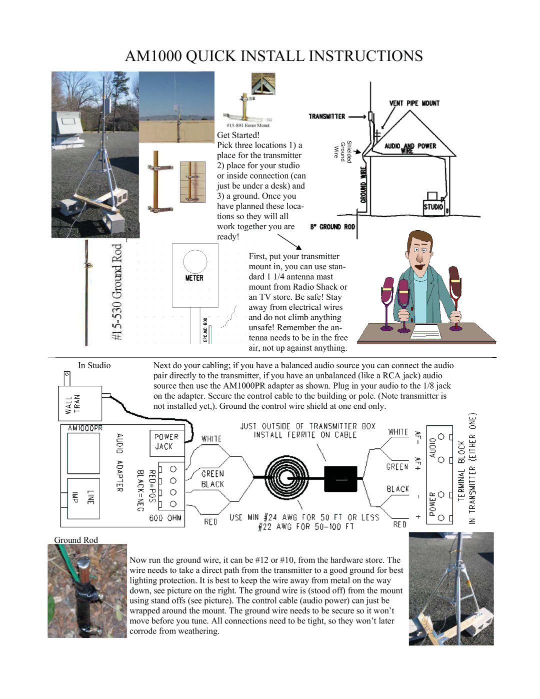 Hamilton Electronics installation instructions AM1000 Quick Install Instructions 