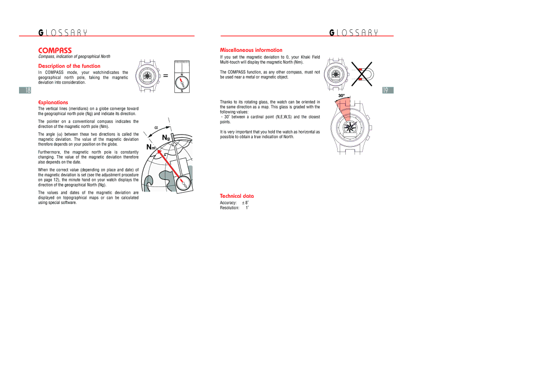 Hamilton Watch Multi Touch Watch manual Furthermore, the magnetic north pole is constantly, Also depends on the date 