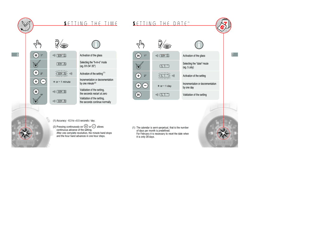 Hamilton Watch Multi Touch Watch manual T T I N G T H E T I M E, Accuracy -0.3 to +0.5 seconds / day 