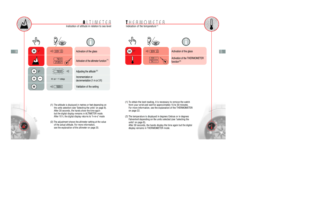 Hamilton Watch Multi Touch Watch manual T I M E T E R, E R M O M E T E R, Indication of altitude in relation to sea level 