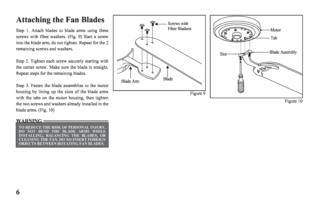Hampton Bay 122 135 owner manual Attaching the Fan Blades 