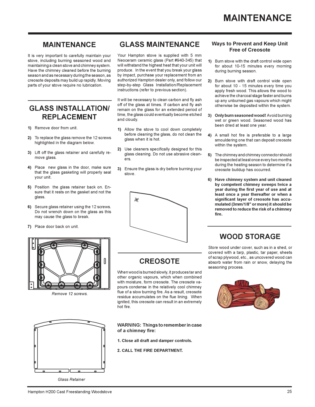 Hampton Bay H200 installation manual Maintenance 