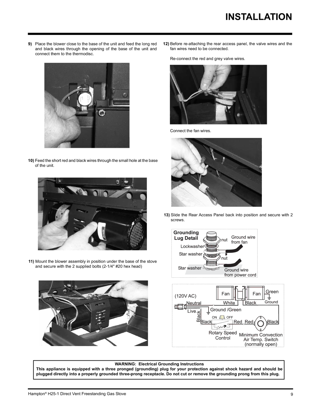 Hampton Direct H25-LP1 Propane, H25-NG1, H25-LP1 installation manual Installation 