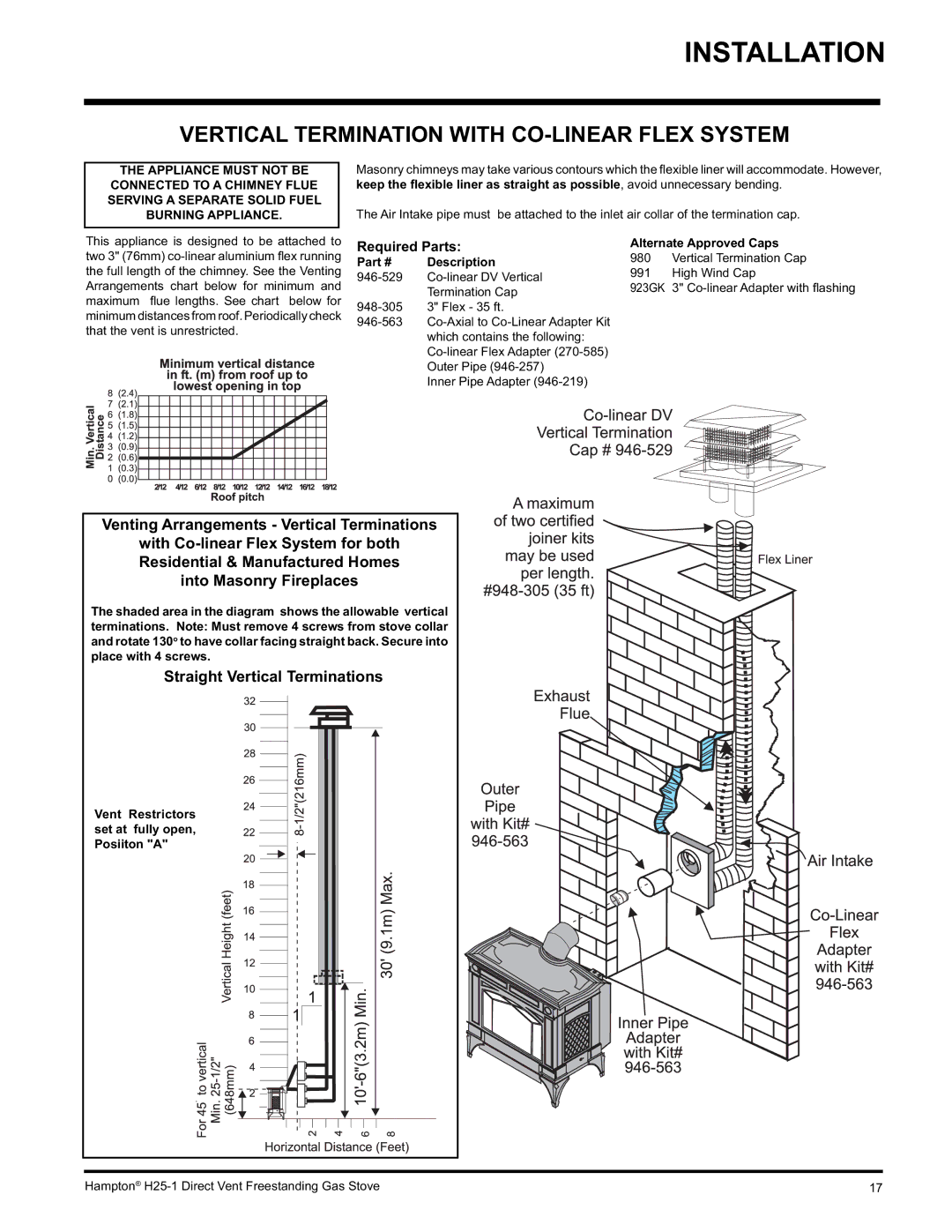 Hampton Direct H25-LP1 Vertical Termination with CO-LINEAR Flex System, Straight Vertical Terminations, Description 