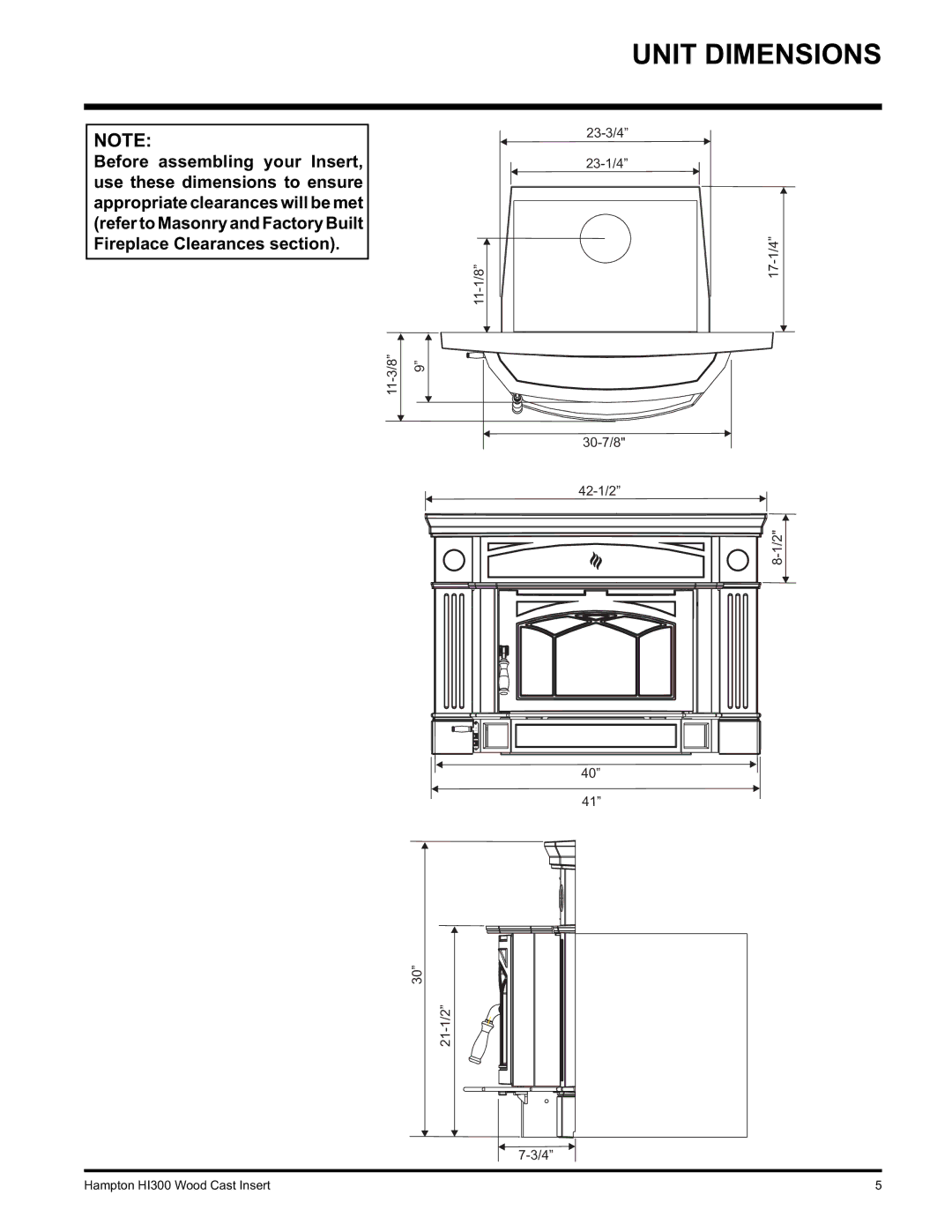 Hampton Direct HI300 installation manual Unit Dimensions 