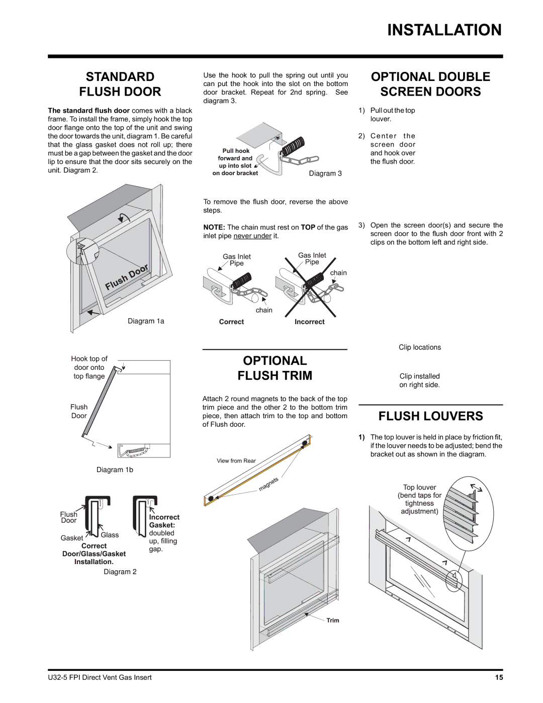 Hampton Direct U32 Standard Flush Door, Optional Double Screen Doors, Optional Flush Trim, Flush Louvers 