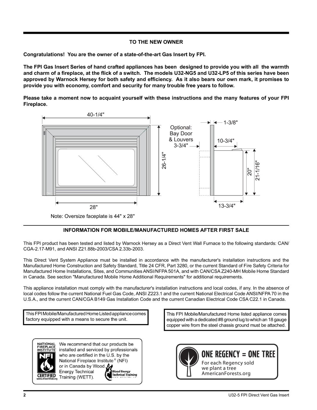 Hampton Direct U32 installation manual To the NEW Owner 