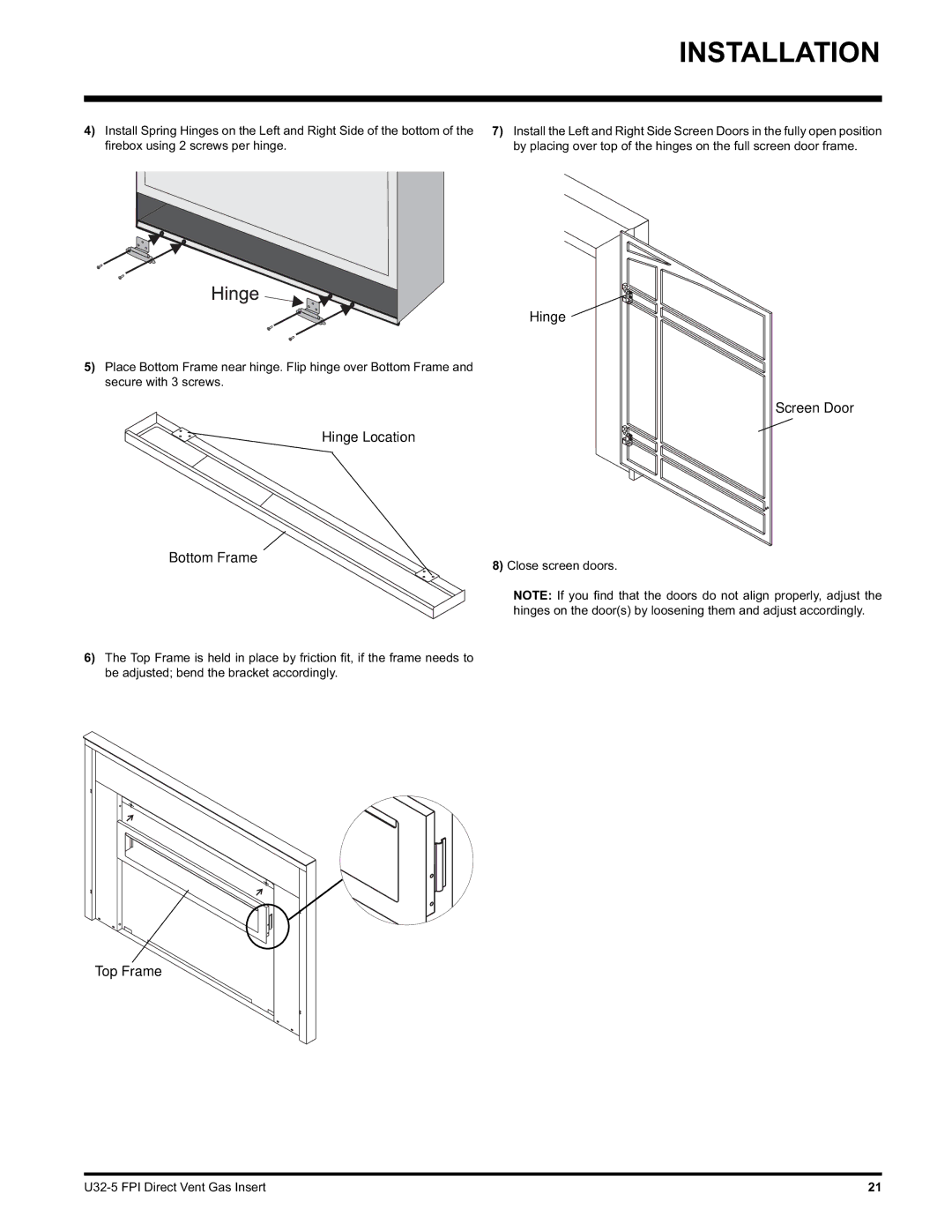 Hampton Direct U32 installation manual Hinge 