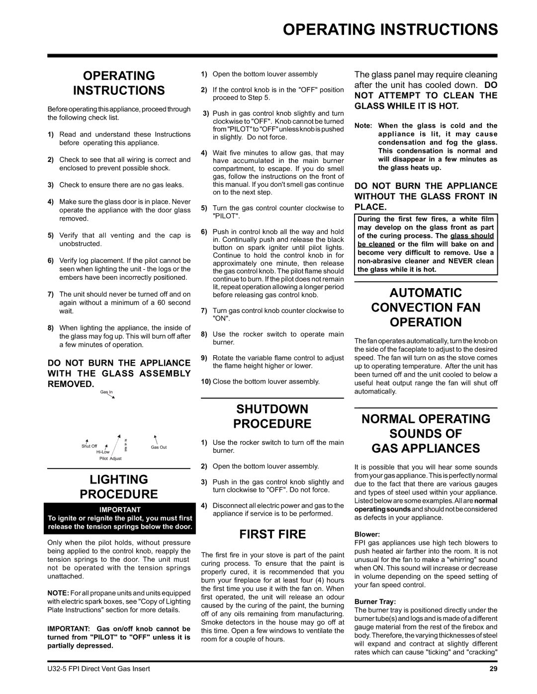 Hampton Direct U32 installation manual Operating Instructions 