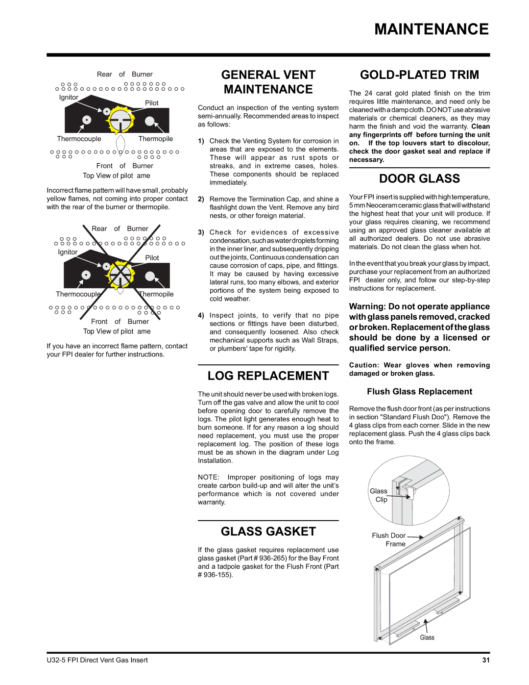 Hampton Direct U32 installation manual Maintenance 