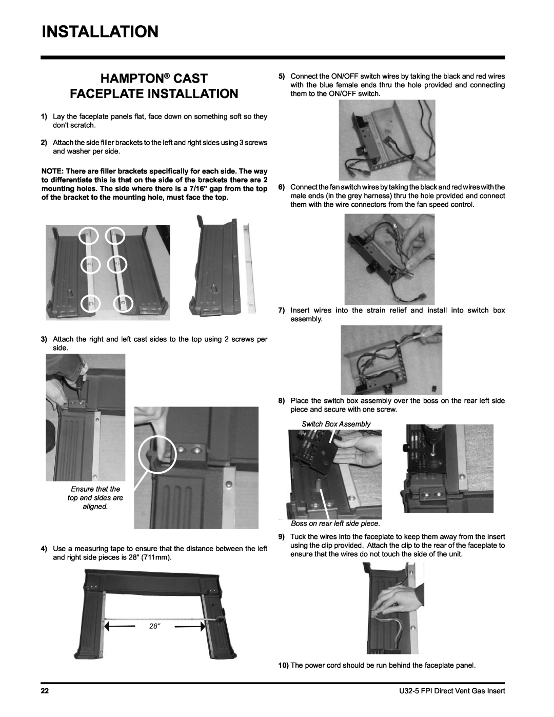 Hampton Direct U32 installation manual Hampton Cast Faceplate Installation 
