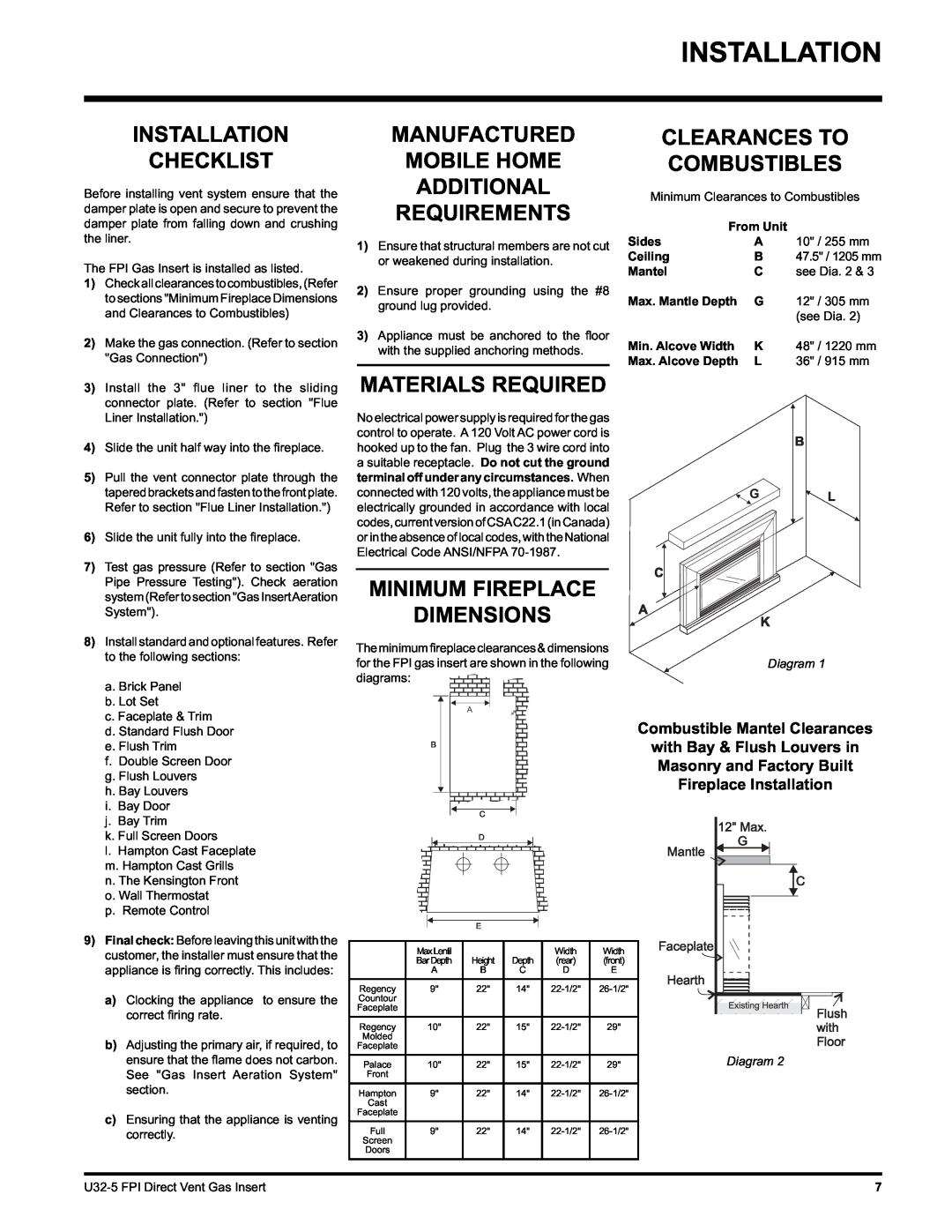 Hampton Direct U32 Installation Checklist, Manufactured Mobile Home Additional Requirements, Materials Required, Sides 