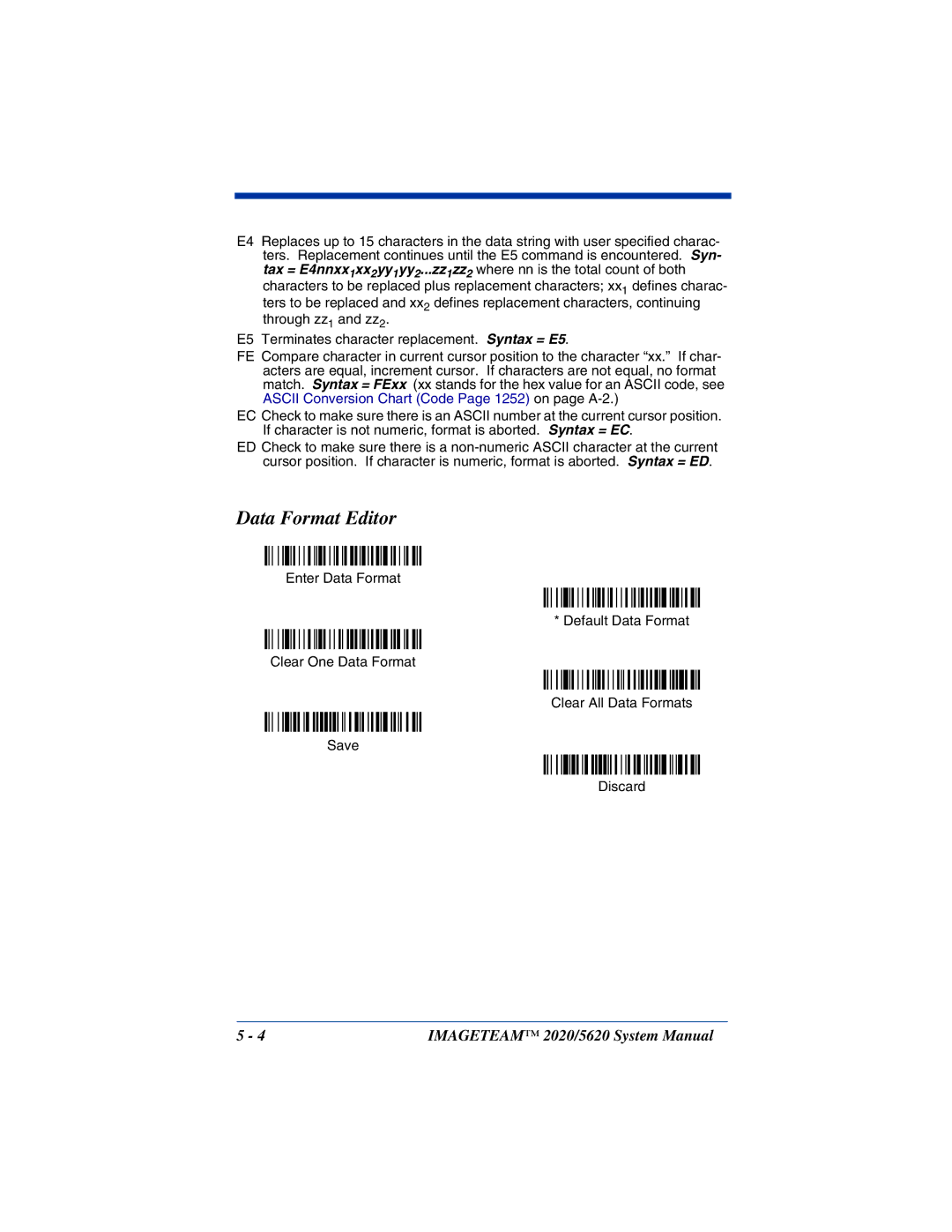 Hand Held Products 2020/5620 system manual Data Format Editor 