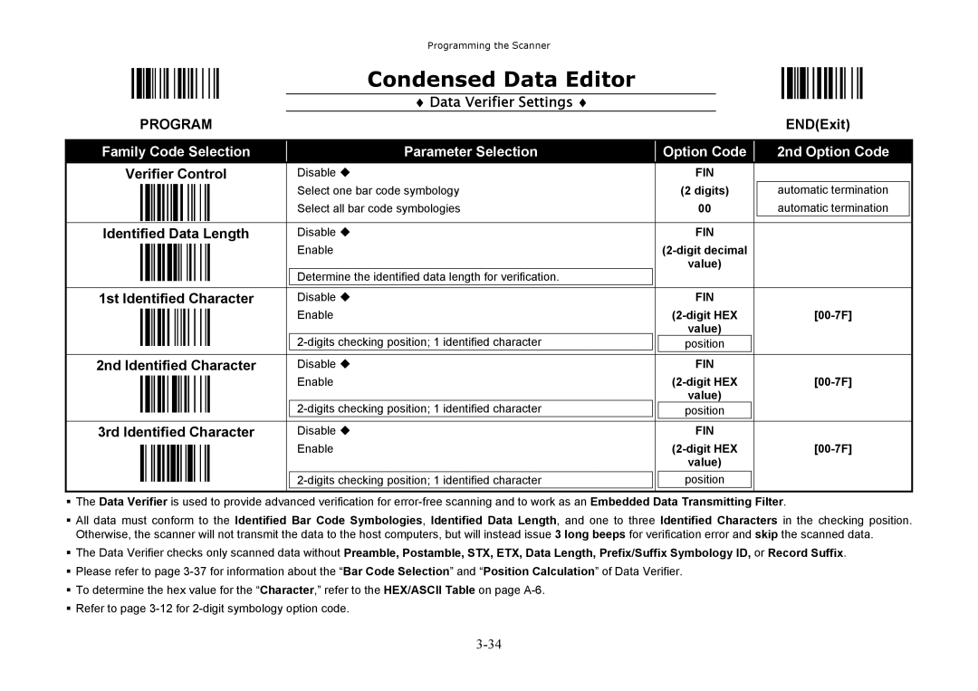 Hand Held Products 3060, 3220, 3080 manual Data Verifier Settings 