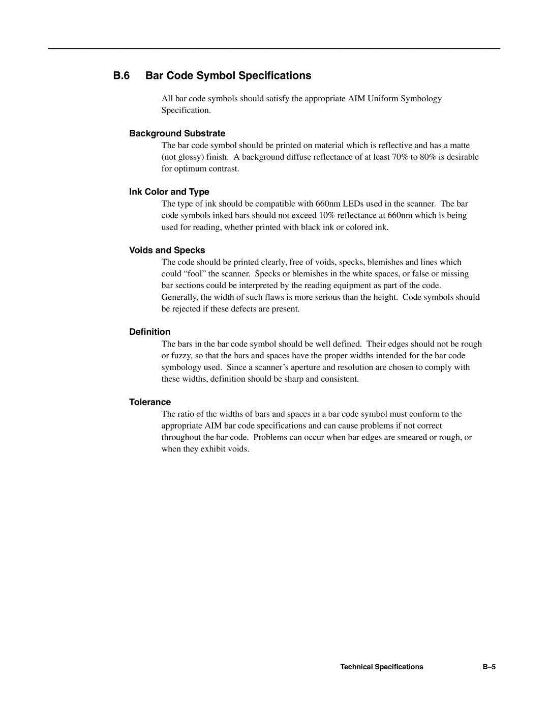 Hand Held Products 3700 CCD manual Bar Code Symbol Specifications 