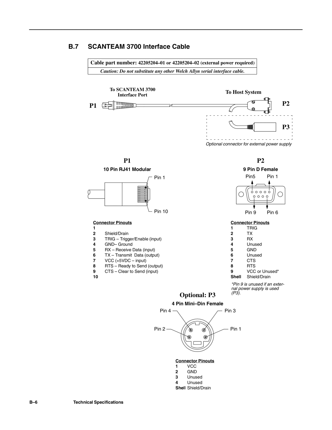 Hand Held Products 3700 CCD manual Scanteam 3700 Interface Cable, To Host System 