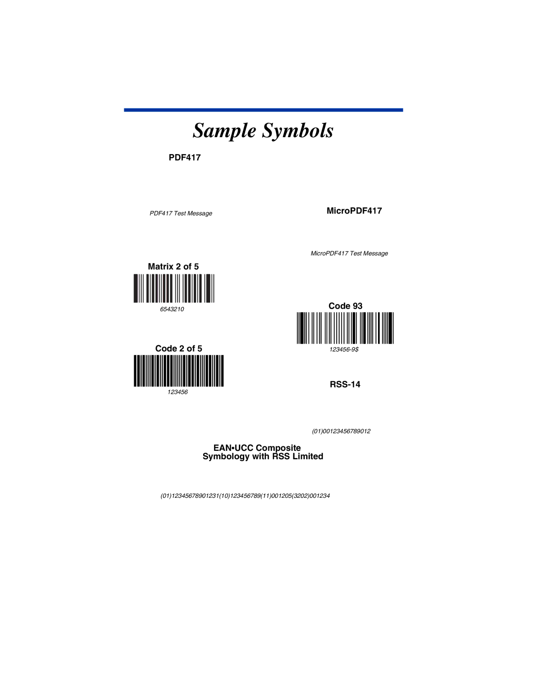 Hand Held Products 3870, 3875, 2070, 5770 quick start Matrix 2, Code 2, RSS-14, Eanucc Composite Symbology with RSS Limited 