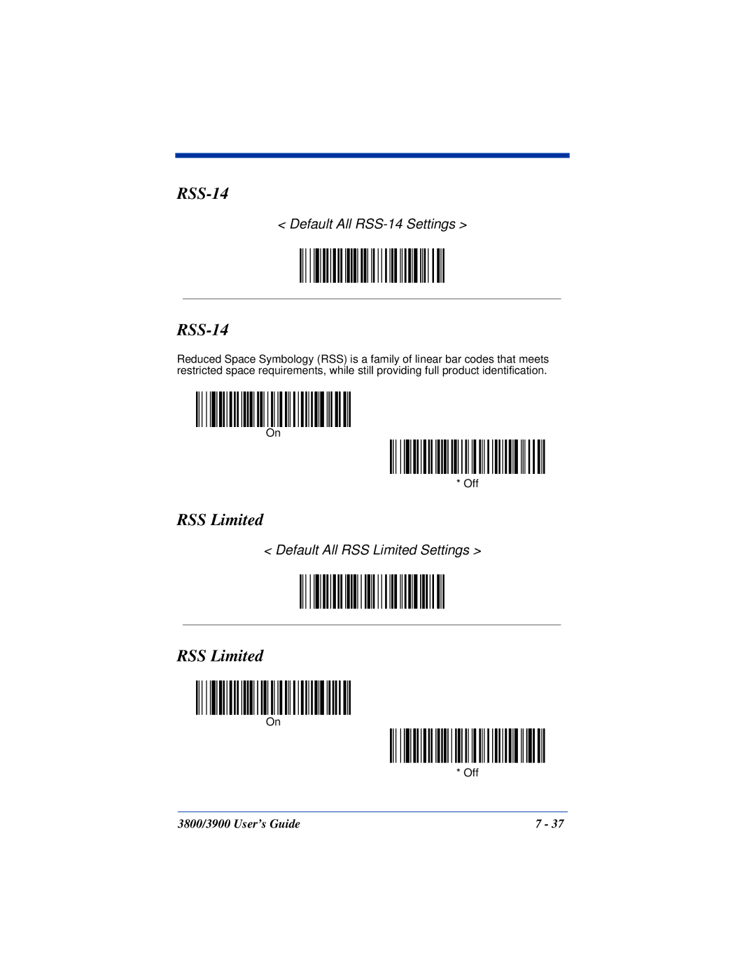 Hand Held Products 3800, 3900 manual RSS-14, RSS Limited 