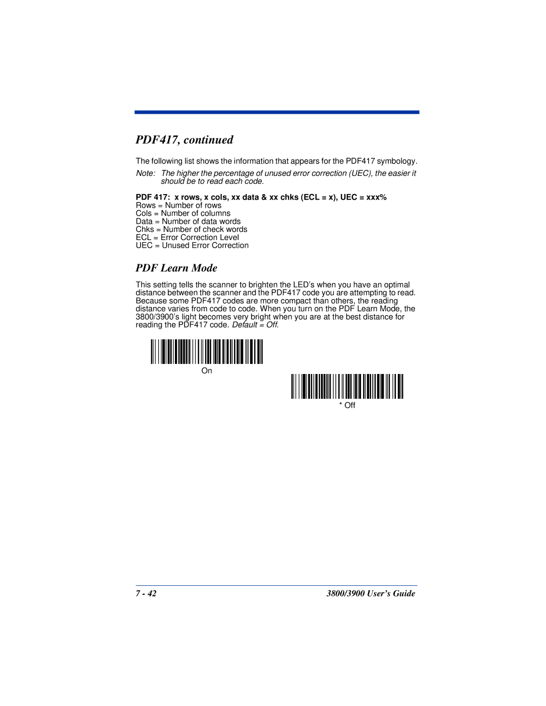 Hand Held Products manual 3800/3900 User’s Guide 