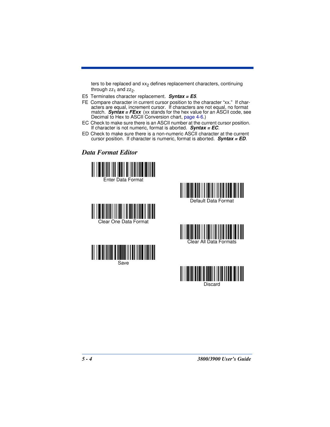 Hand Held Products 3900, 3800 manual Data Format Editor 