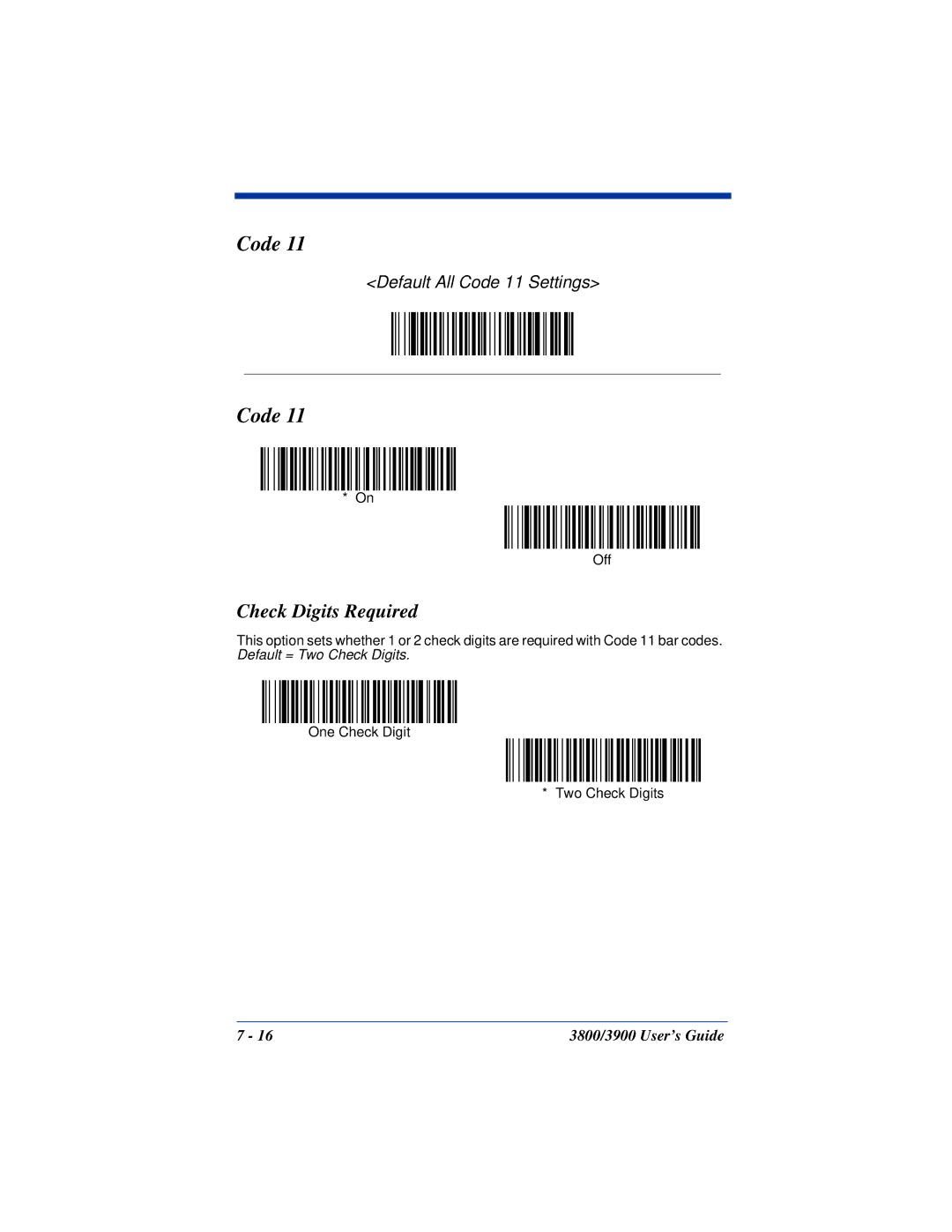 Hand Held Products 3900, 3800 manual Code, Check Digits Required 