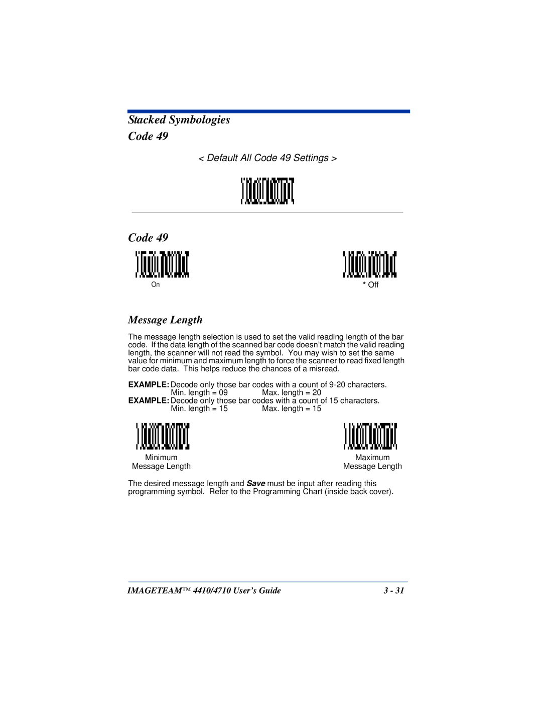 Hand Held Products 4410, 4710 manual Stacked Symbologies Code 