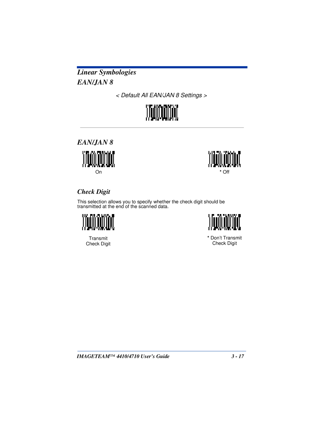 Hand Held Products 4410, 4710 manual Ean/Jan 