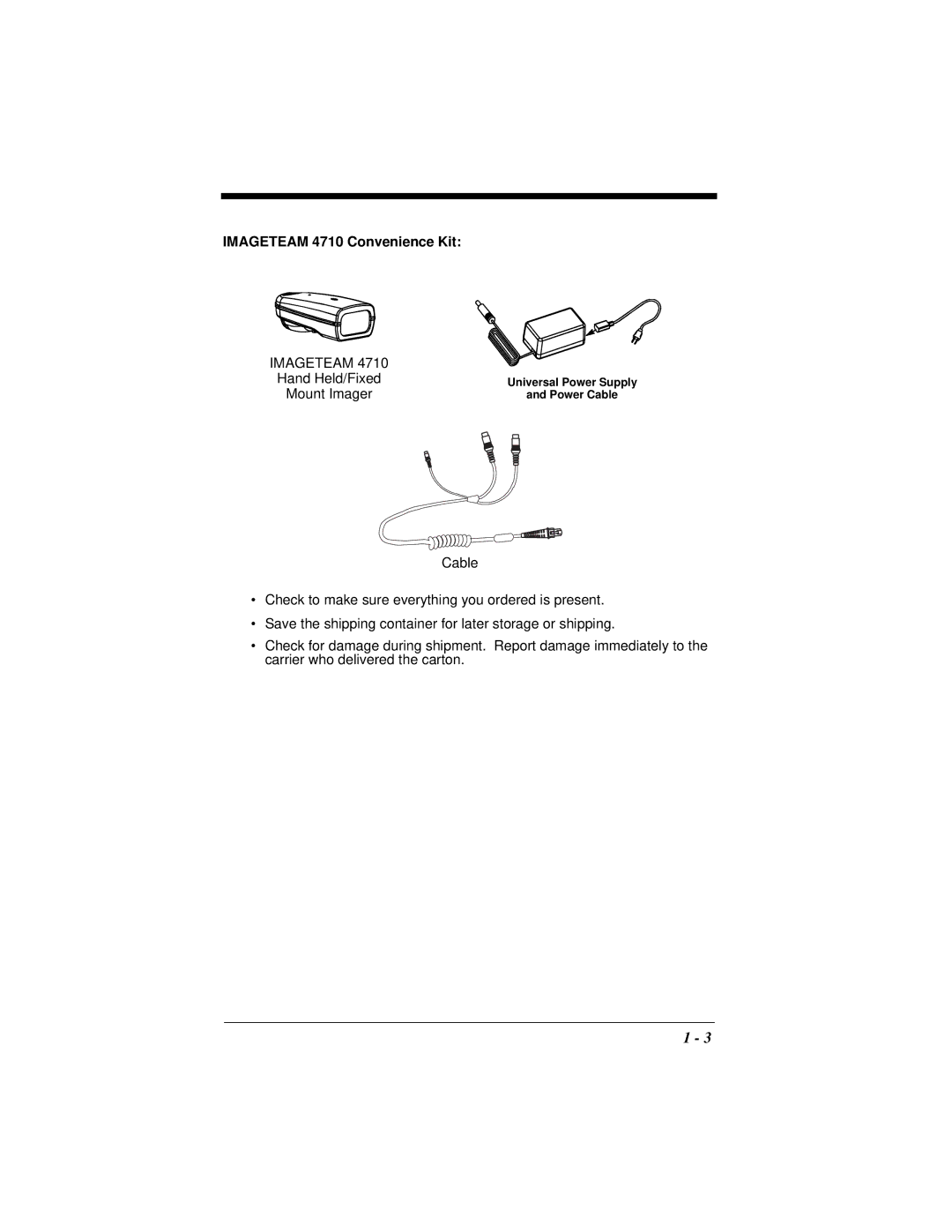 Hand Held Products 4410 manual Imageteam 4710 Convenience Kit 