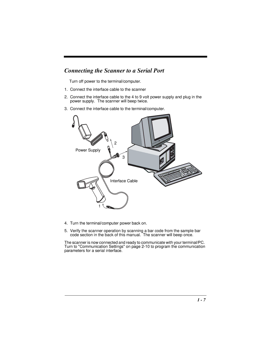 Hand Held Products 4410 manual Connecting the Scanner to a Serial Port 